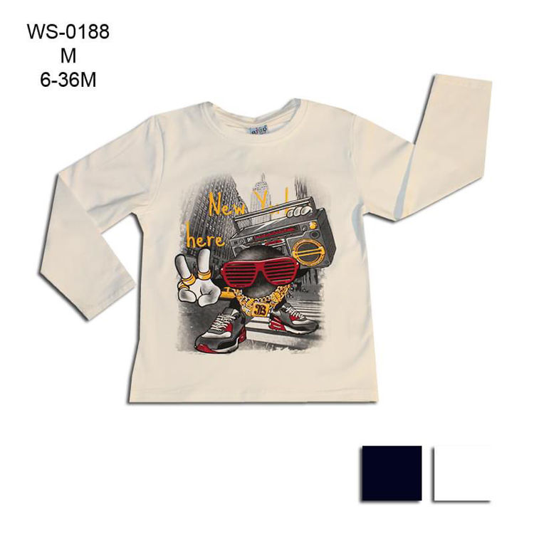 Picture of WS0188 WINTER BABY BOYS THERMAL TOP WHITE NEW YORK